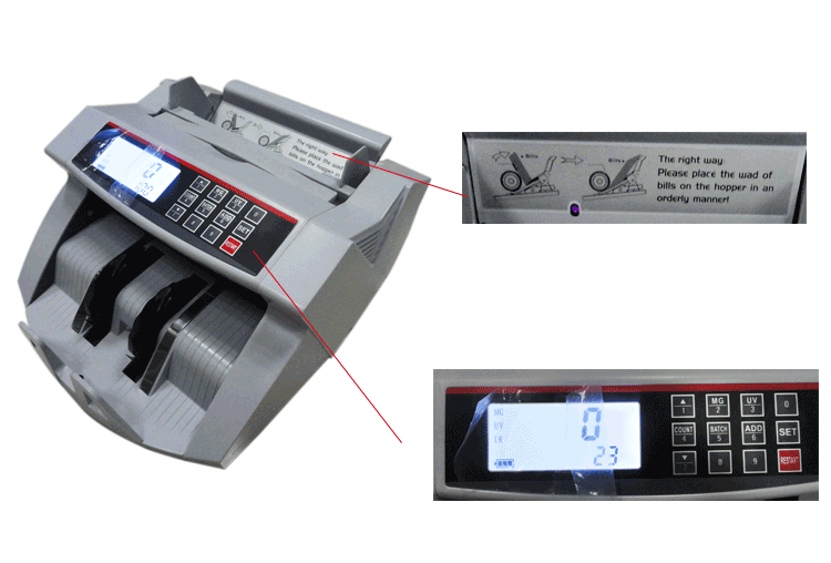 Battery within machine portable money counting machine