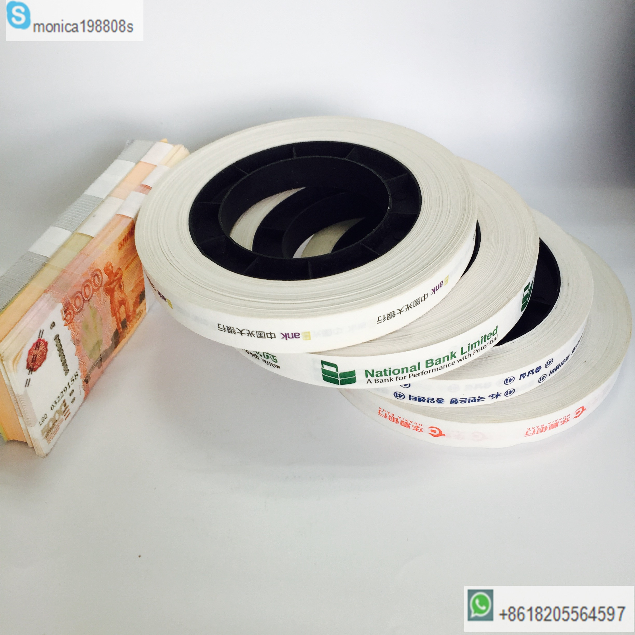Width 20mm tape roll low temp heat banknote binding paper roll